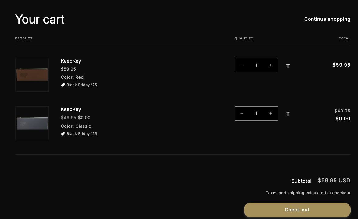 KeepKey Shopping Cart - Buy 1 Get 1 Free Example